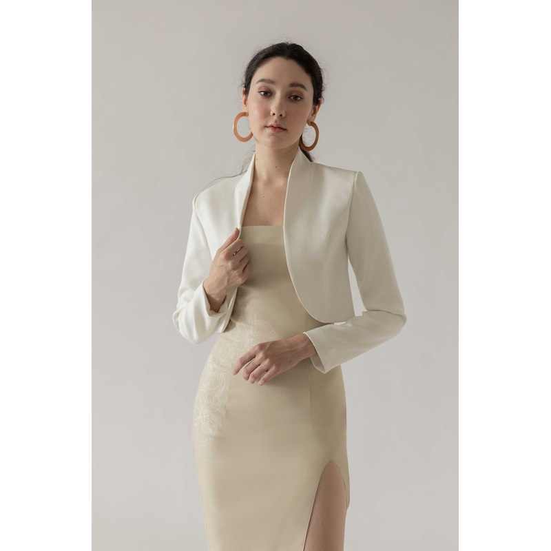 Poised Cropped Jacket (White) XS White