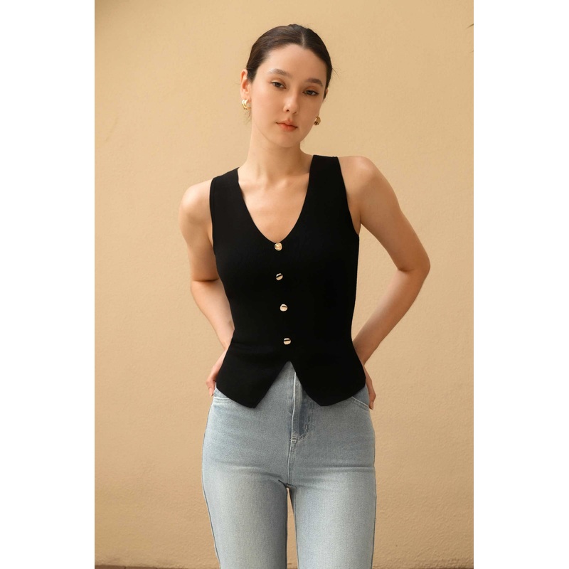 BACKORDER Dolix Knit Vest Top (Black) XS Black