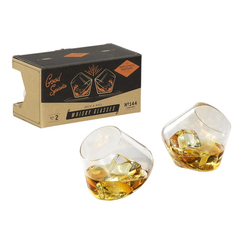 Gentlemen’s Hardware Rocking Whisky Glasses – Set of 2 One One