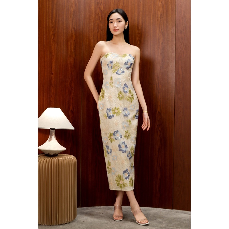 Tiariasa Padded Dress (Cream) XS Cream