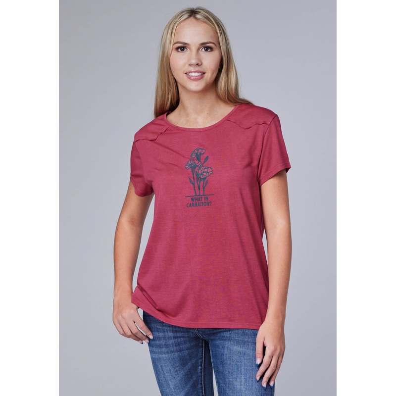 WOMENS POLY RAYON KNIT JERSEY TEE SHORT SLEEVE PULLOVER WESTERN SHIRT XS