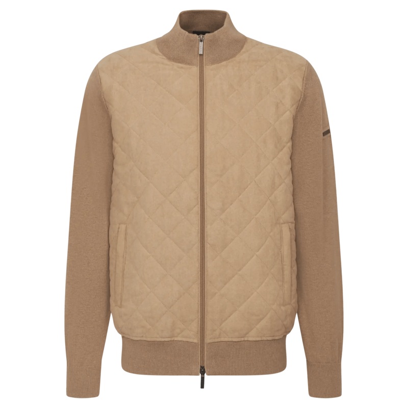 Bugatti Suede Effect Quilted Jersey Jacket Sand Medium