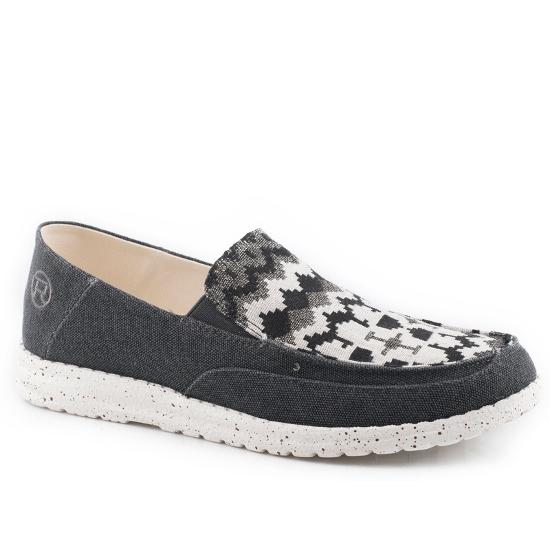 Womens Black Canvas With Aztec Vamp 5 R