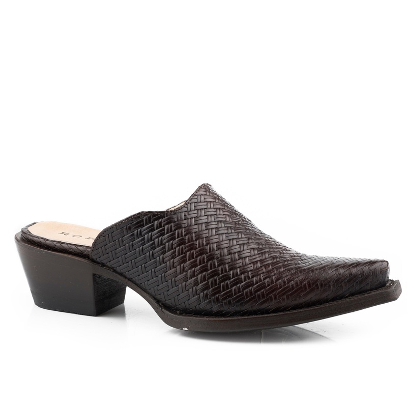 Womens Embossed Brown Basketweave Leather 5 R