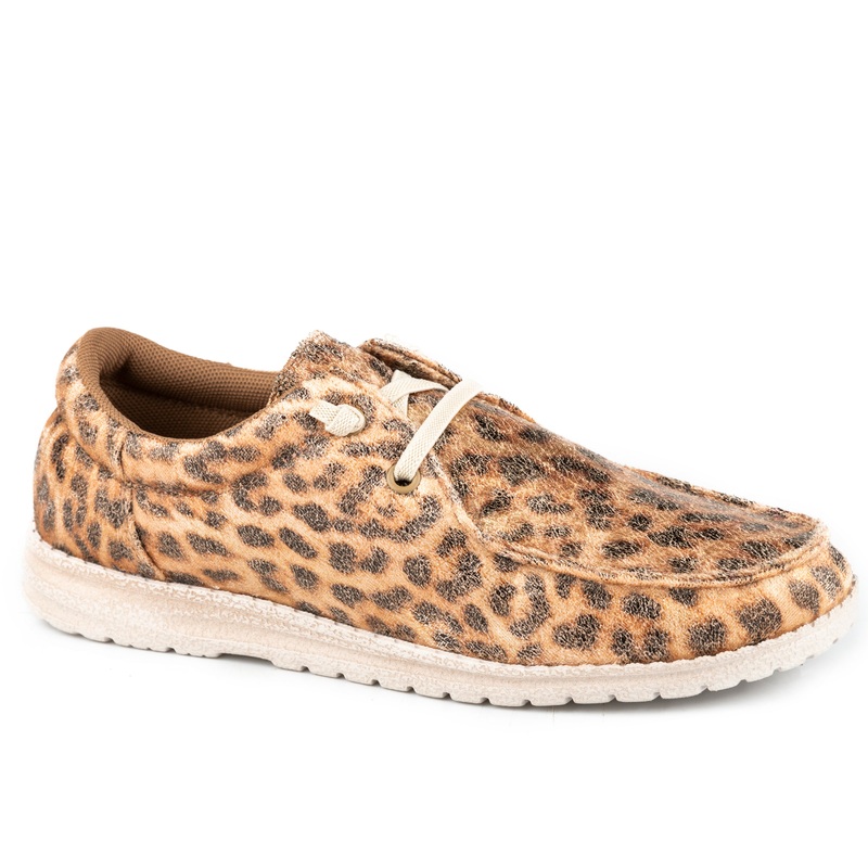Womens Metallic Tan Leopard Faux Leather 5 R