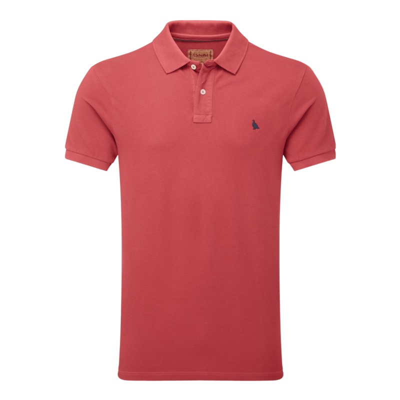 Schoffel St Ives Garment Dyed Polo Shirt Slate Red Small