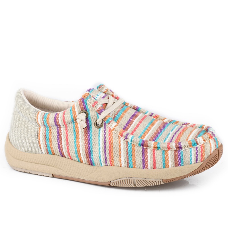 Womens Beige Canvas With Striped Vamp 5 R