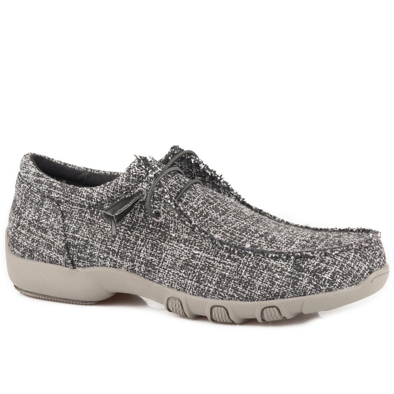 Womens Black Tweed Fabric Chukka With Two Eyelets  Elastic Laces 5 R