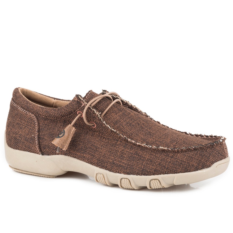 Womens Brown Tweed Fabric Chukka With Two Eyelets  Elastic Laces 5 R