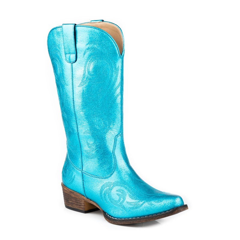 Womens Metallic Turquoise Faux Leather 5 R