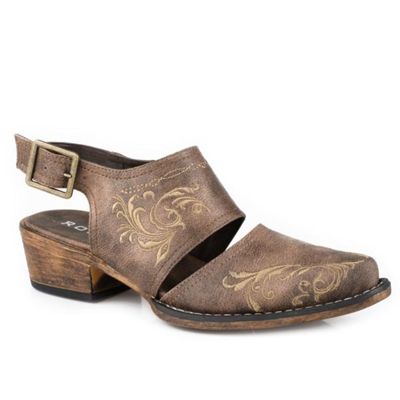 Womens Snip Toe Brown With Embroidery 5 R