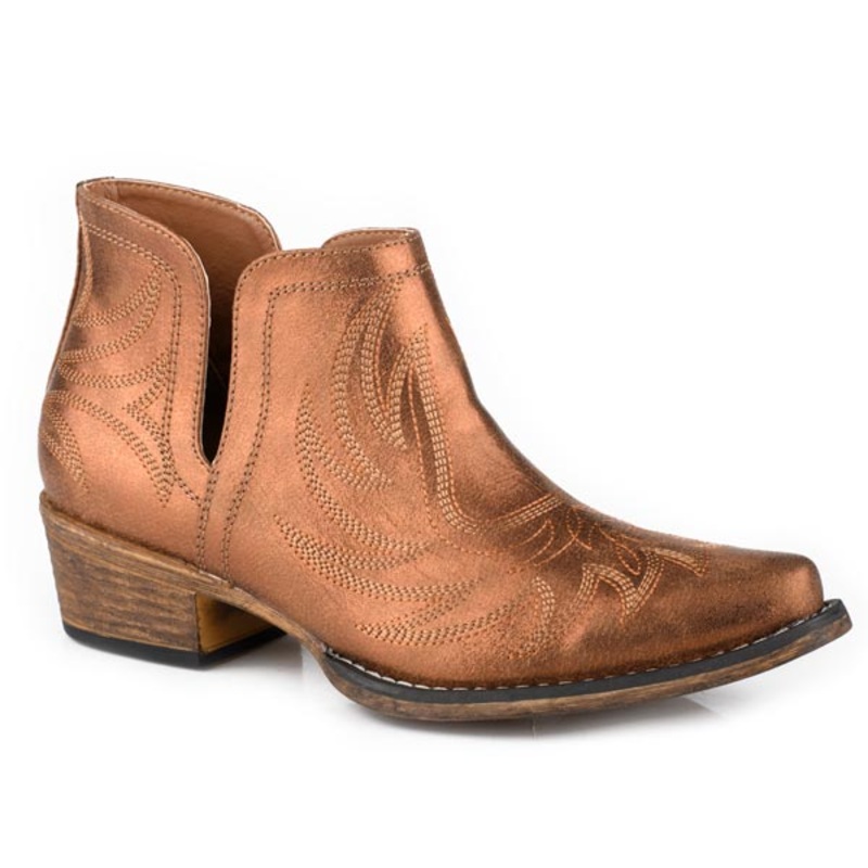 Womens Snip Toe Copper Faux Leather 5 R