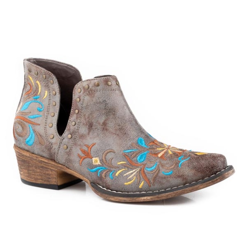 Womens Snip Toe Grey With Floral Design 5 R