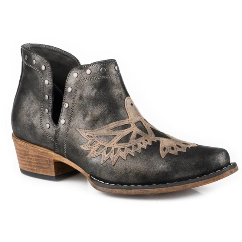 Womens Snip Toe Vintage Black Faux Leather 5 R