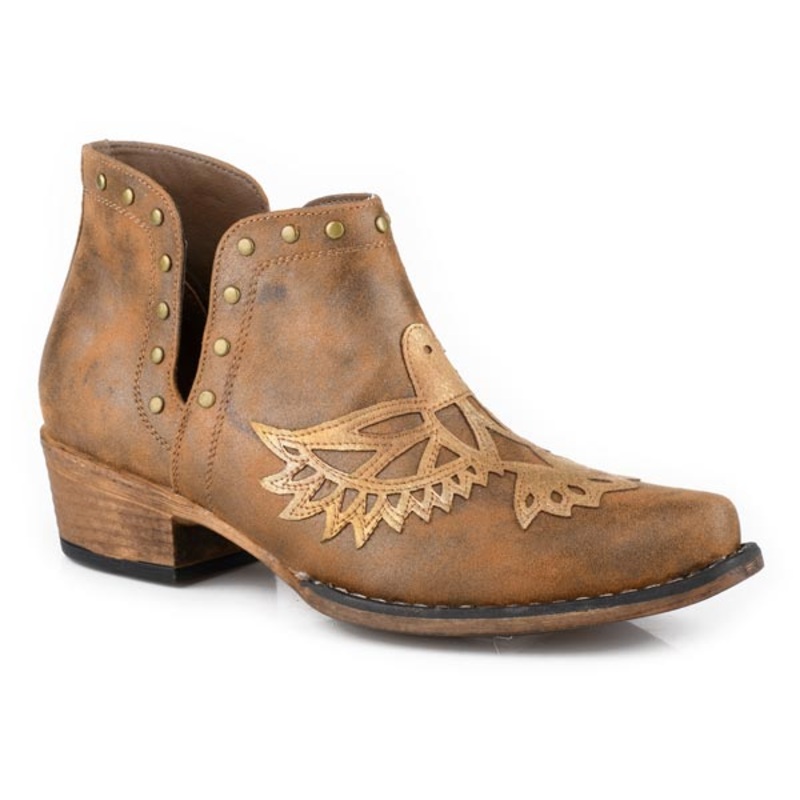 Womens Snip Toe Vintage Tan Faux Leather 5 R