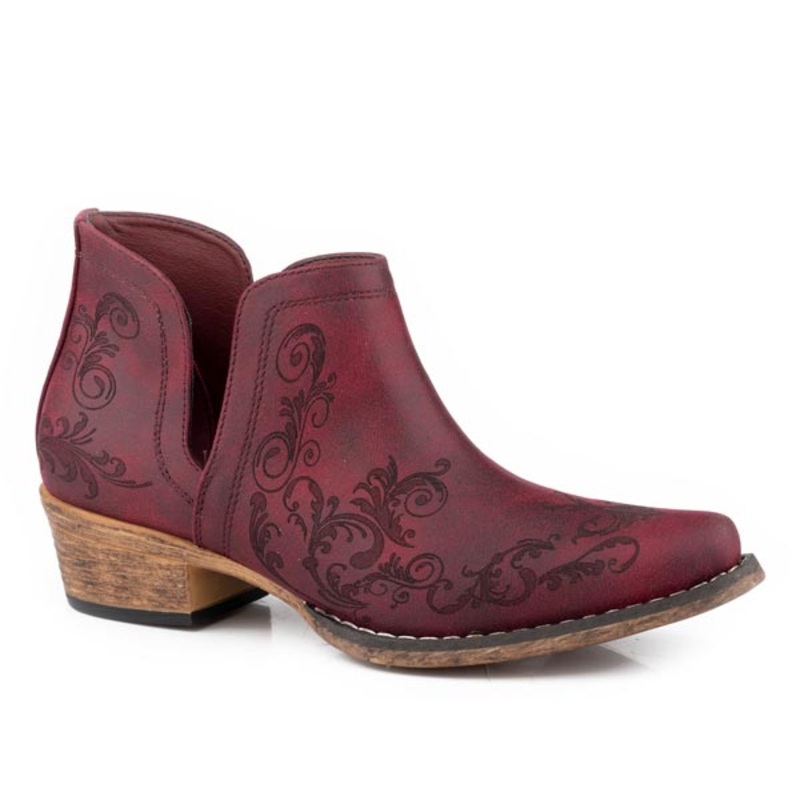 Womens Snip Toe Wine Faux Leather 5 R