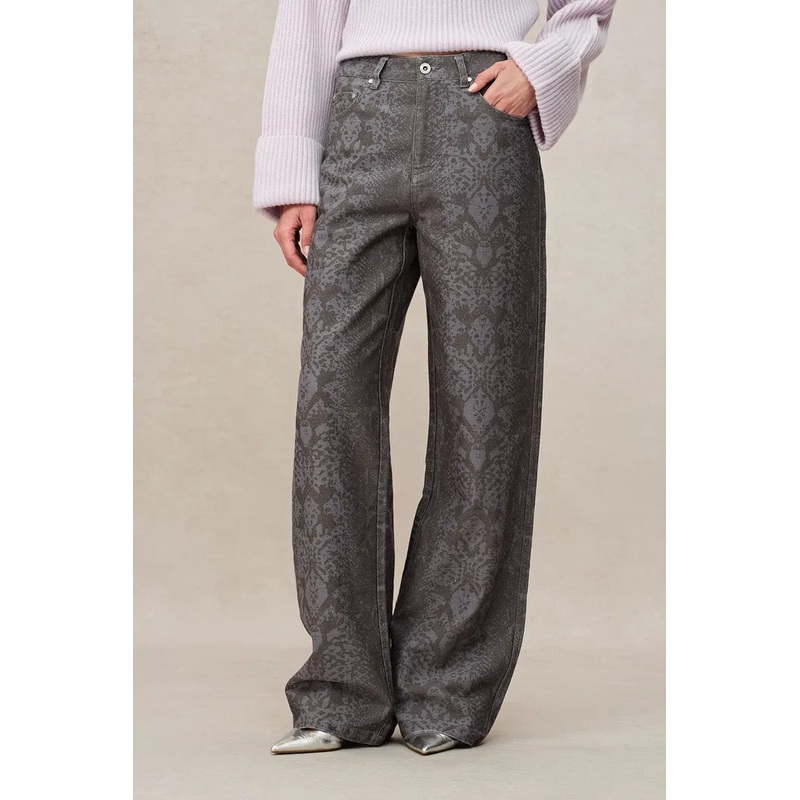 Antonia Snake Scale Printed Jeans in Washed Cotton Denim XS