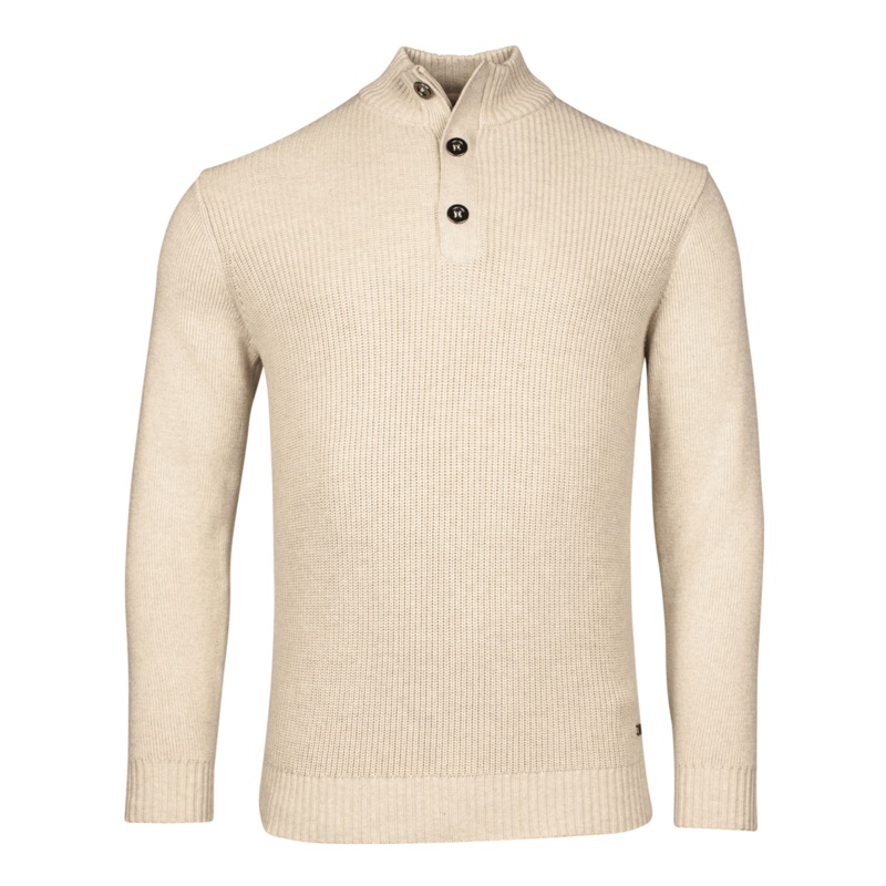 Baileys 3 Button Cotton Knit Jumper Ecru Medium