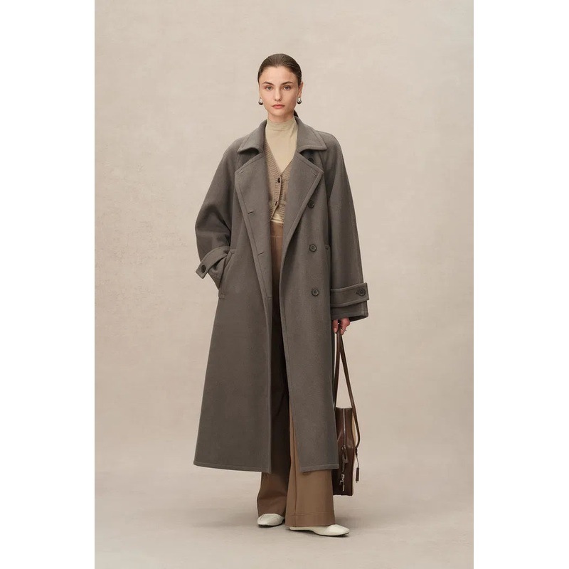 Francis Long Wrap Coat in Wool Cashmere Blend XS