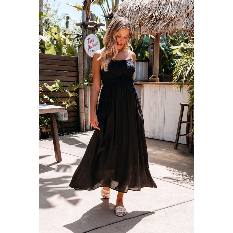 Moonlight Hour Black Ruched Maxi Dress – FINAL SALE Small