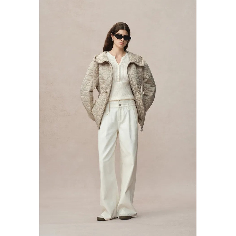 Nives Hooded Quilted Jacket in Mulberry Silk Blend XS