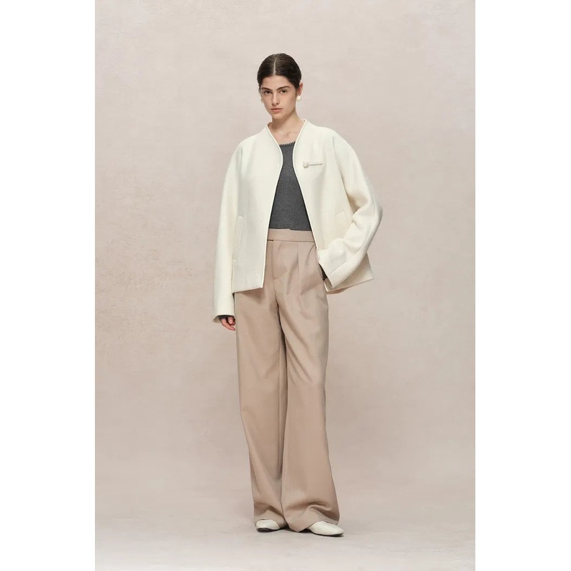 Riri Hand Finished Mandarin Knot Wool Jacket in Australian Merino Blend XS