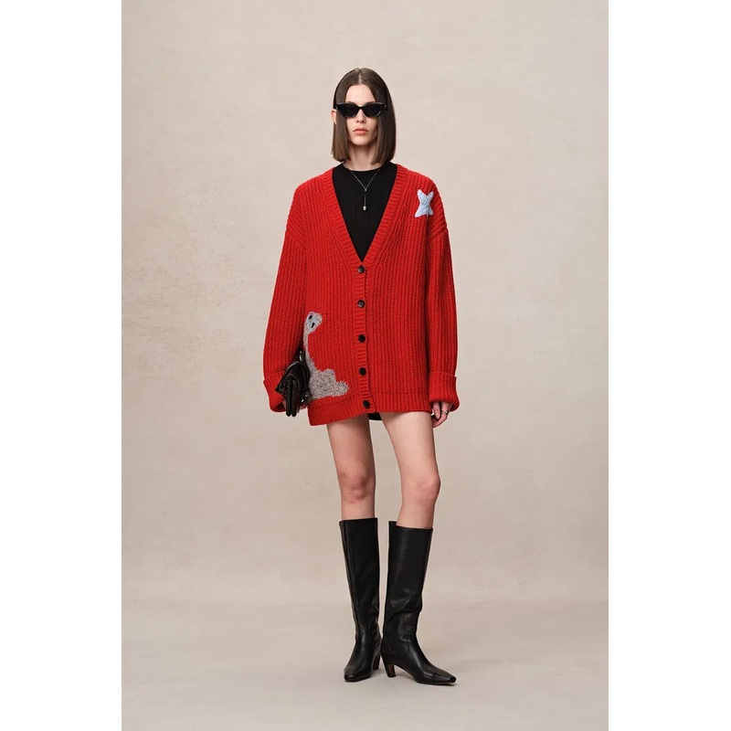 Star Lover Zodiac Cardigan in Chunky Merino Wool Knit XS