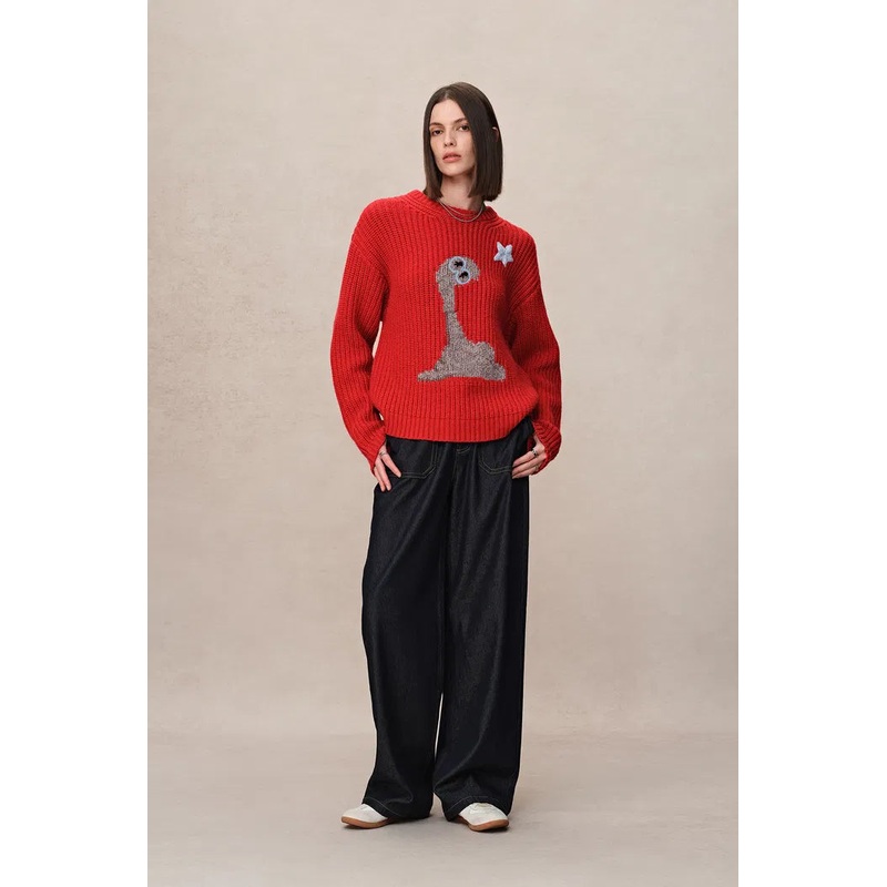 Star Lover Zodiac Knit Sweater in Chunky Merino Wool Knit XS