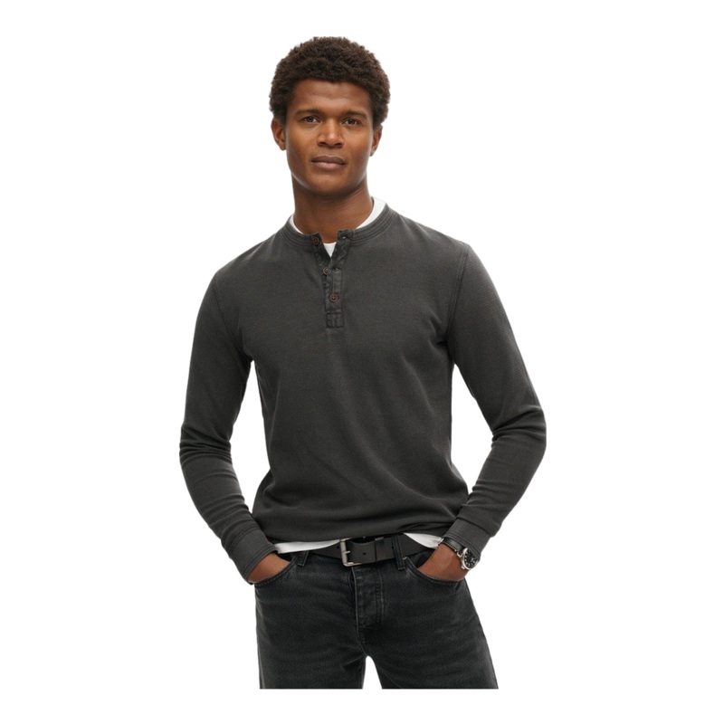 Superdry Vintage Textured Grandad Top Eclipse Navy Medium