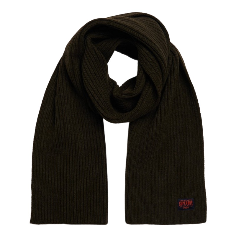 Superdry Workwear Knitted Scarf Surplus Goods Olive Green One Size
