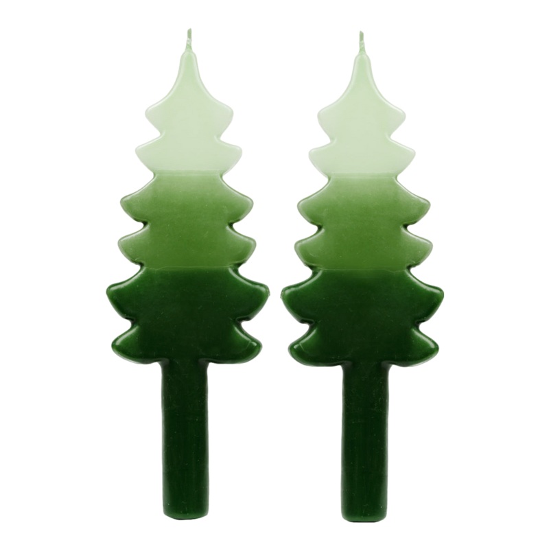 Candle Shop, Tree Shaped Candle 2 Pack White & Gold 20cm
