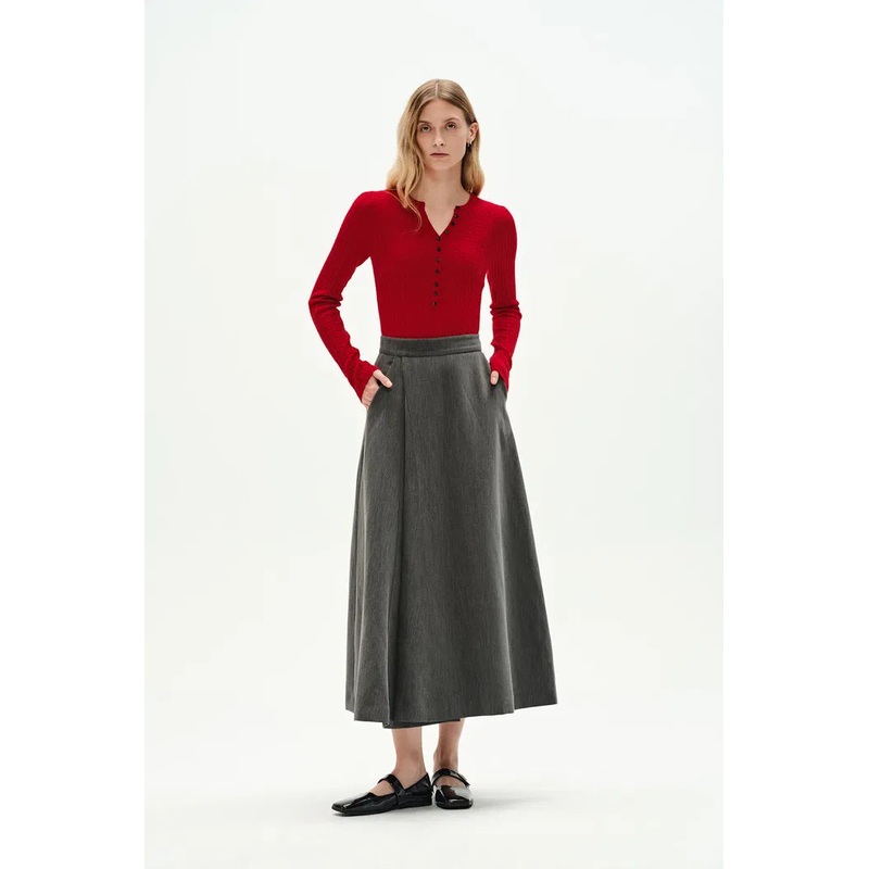 Issac Red Long Sleeve Pullover in Australian Merino Yarn Knit XS