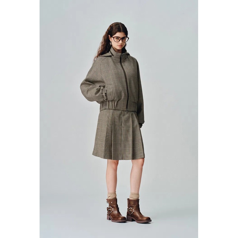 Javia Plaid Jacket in Prince of Wales Merino Wool XS