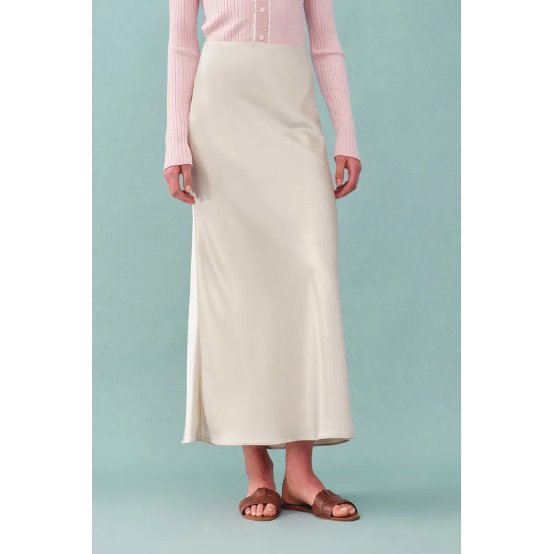 Moon White Skirt in Premium Silky Satin XS