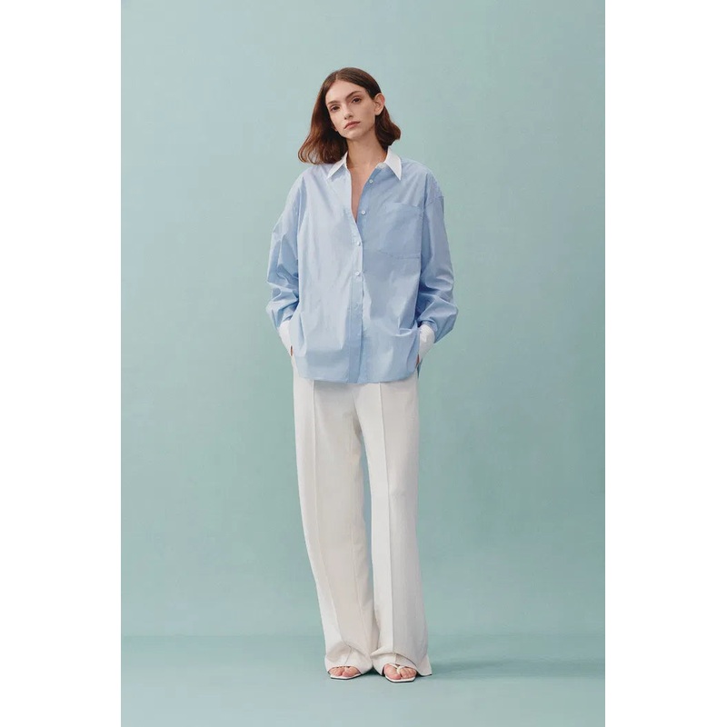 Nyota Contrast Color Shirt in Cotton Poplin XS
