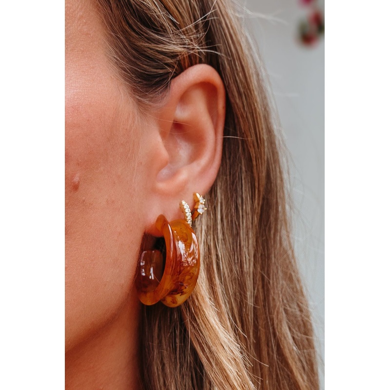 Rich Brown Resin Hoop Earrings – FINAL SALE