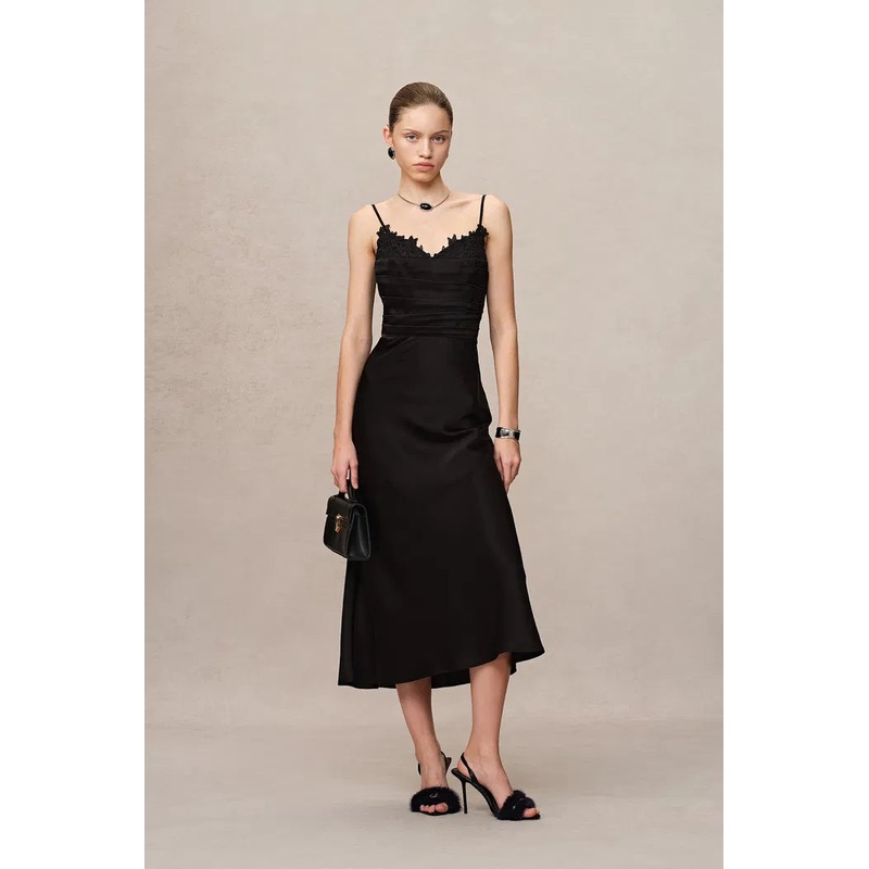 Rosa Lace Panel Slip Dress in Premium Japanese Soalon XS