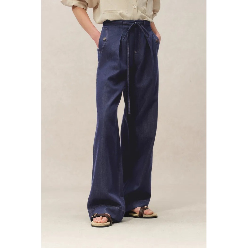 Claire Tie Waist Jeans in Raw Denim XS