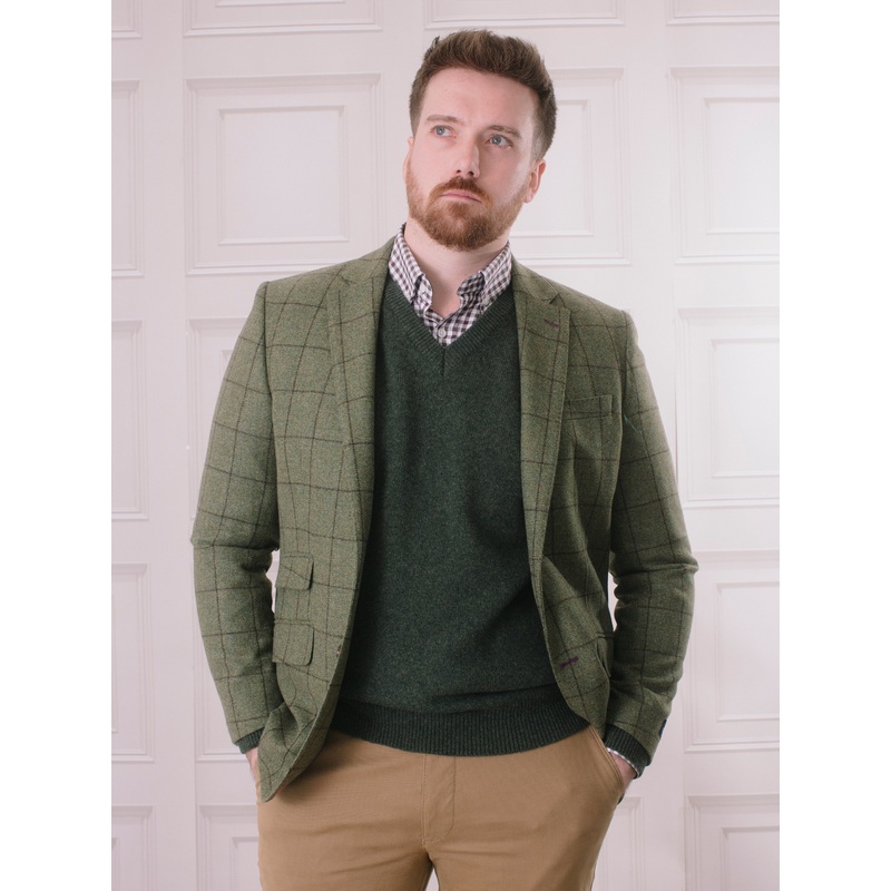 Golding Cockfield Coolier Overcheck Jacket Olive 40 Short