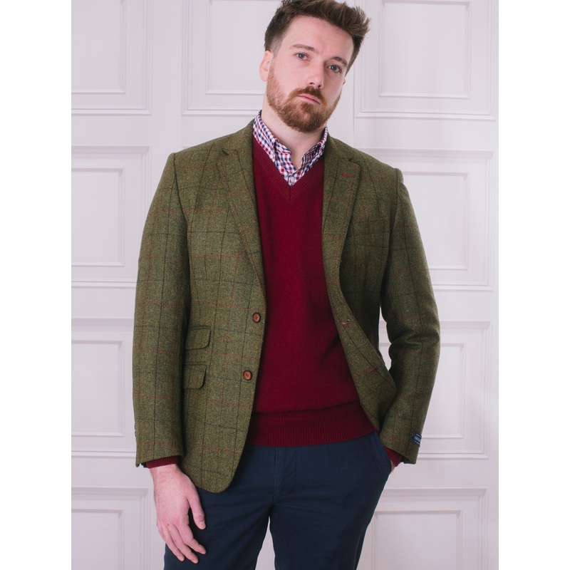 Golding Cockfield Herringbone Tweed Jacket Olive 38 Regular