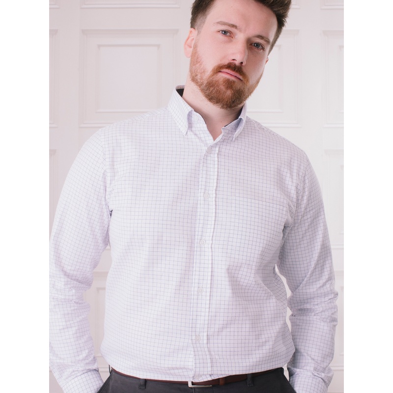 Golding Hadleigh Button Down Long Sleeve Shirt Navy/White Small