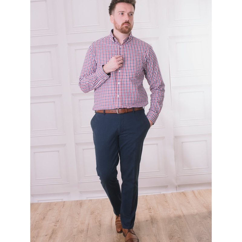 Golding Hadleigh Button Down Long Sleeve Shirt Red/Navy Small