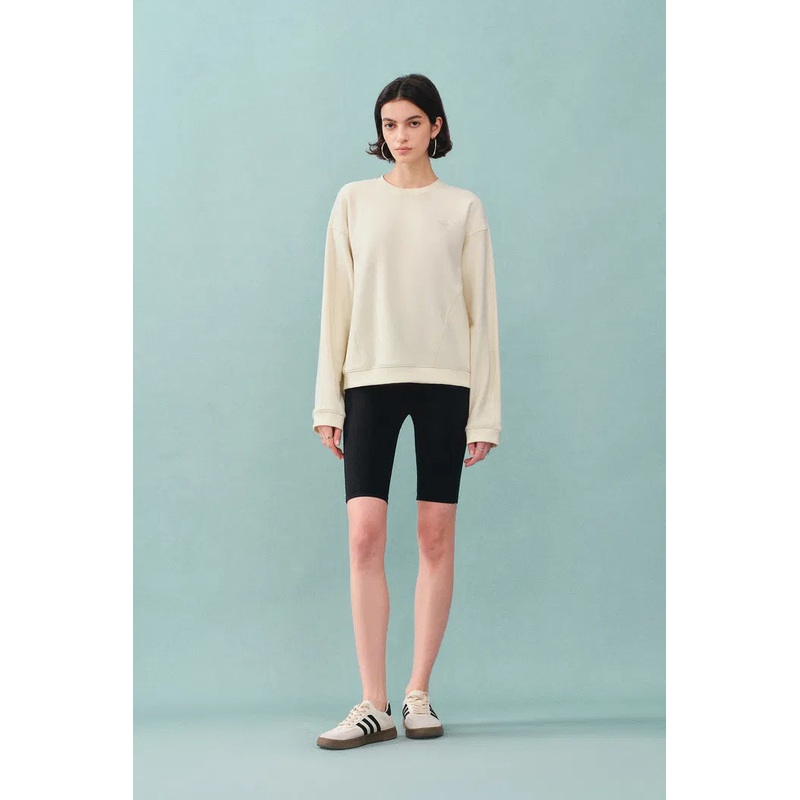 Lotus Beige Crewneck Sweatshirt in Cotton XS