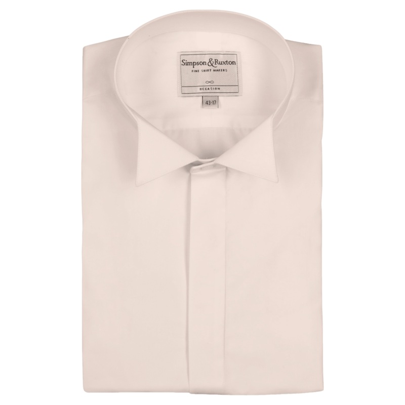 Simpson & Ruxton E Shirt WC Plain Fly for Men in White White 15.5 Extra Long Sleeve