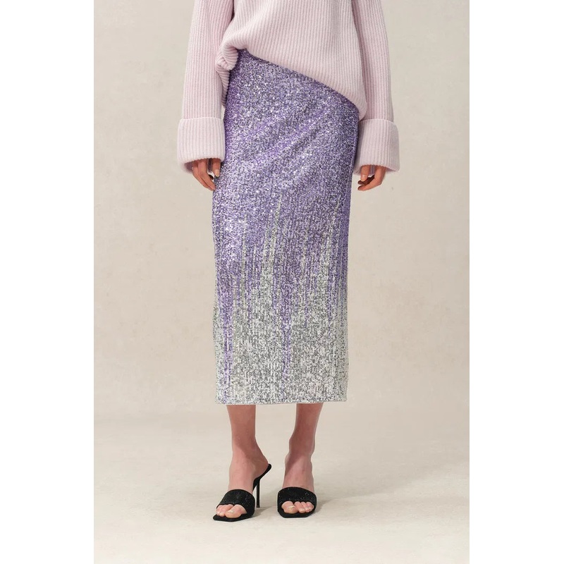Tawanna Midi Skirt in Stretch Sequin Mesh XS
