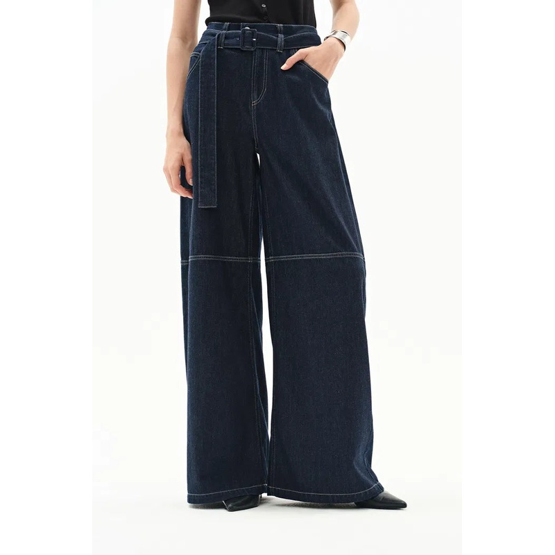 Cassia Raw Denim Wide Leg Jeans in Raw Denim XS