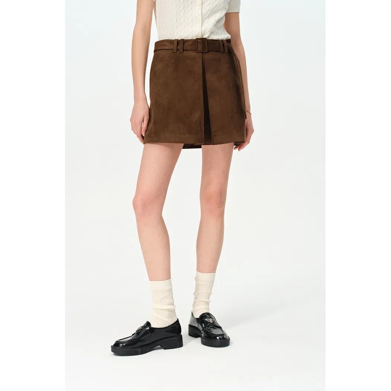 Clara Midi Skirt in Premium Faux Suede XS