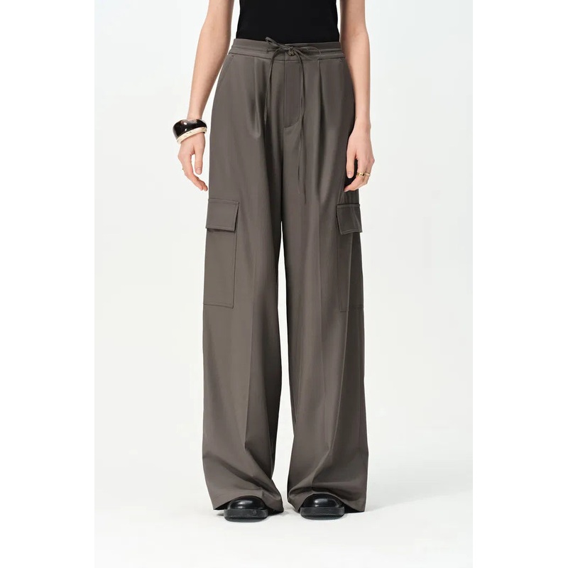 Eva Drawstring Pants in Fine Wool Blend XS