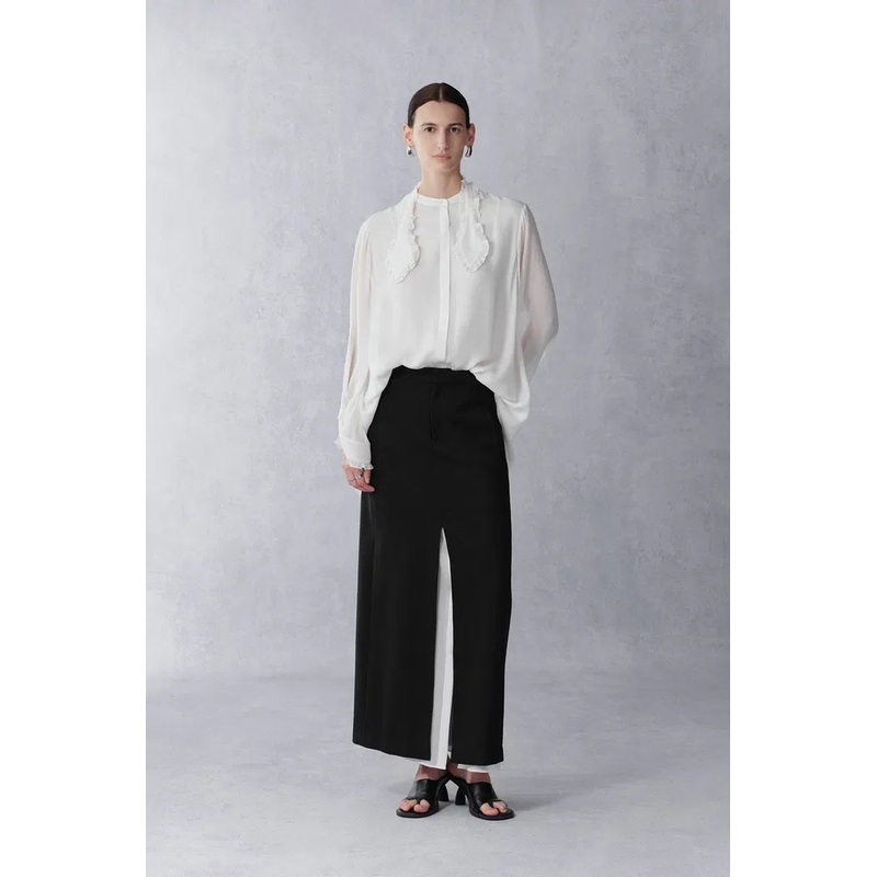 Faustine Detachable Bow Tie Blouse in Silk Georgette XS