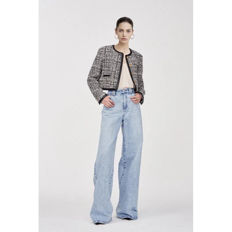 Gabriel 24K Gold Button Tweed Jacket in Two-Tone Wool Boucl XS